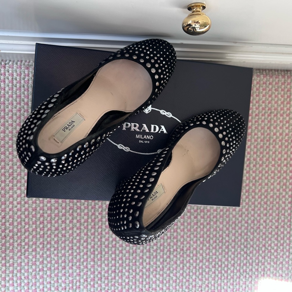 Prada Black and White Polka Dot Flats
